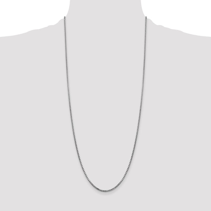 High-Quality 30-Inch 1.75mm 14K White Gold Box Chain - Stylish & Affordable!-4
