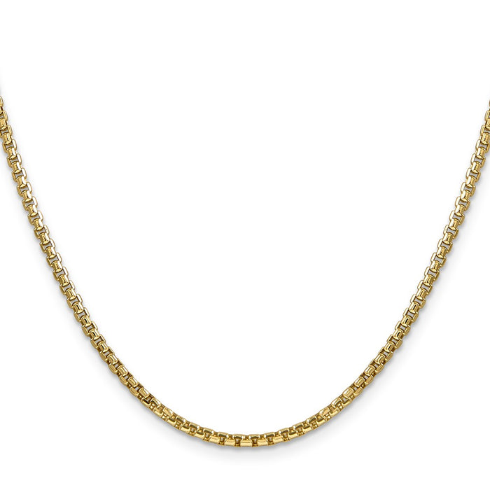Buy 14K Gold 22-Inch Semi-Solid Round Box Chain - Stylish 2.45mm Clasp-2