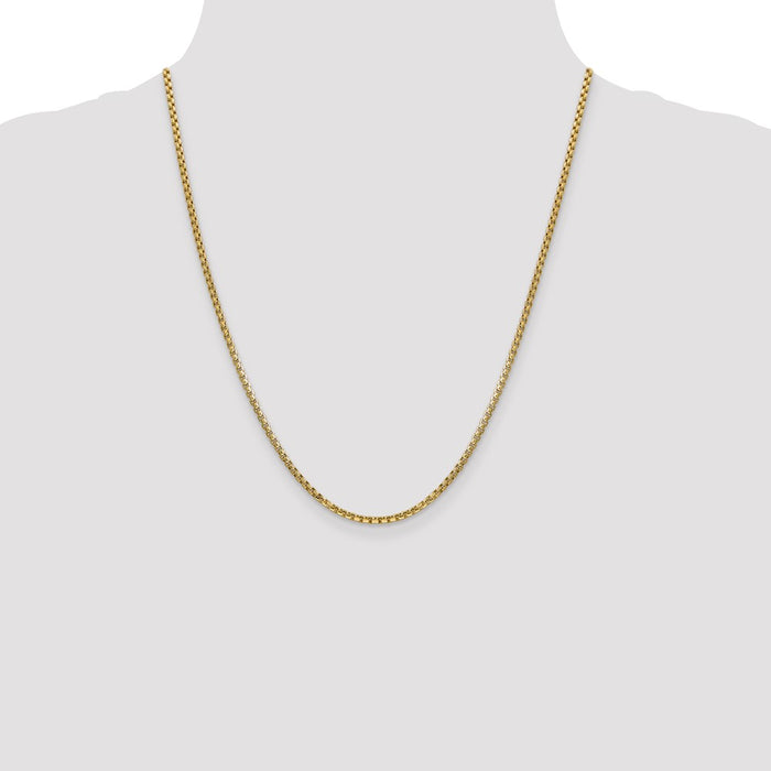 Buy 14K Gold 22-Inch Semi-Solid Round Box Chain - Stylish 2.45mm Clasp-4