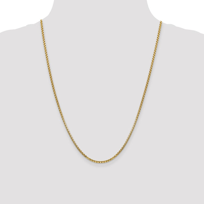 High-quality 14K Gold 24-Inch 2.45mm Semi-Solid Box Chain - Stylish & Durable-4
