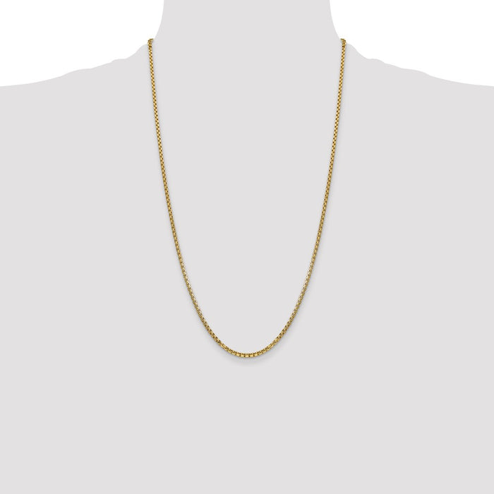 Shop 14K Gold 26-Inch 2.45mm Stylish Semi-Solid Round Box Chain - Luxury Value-4