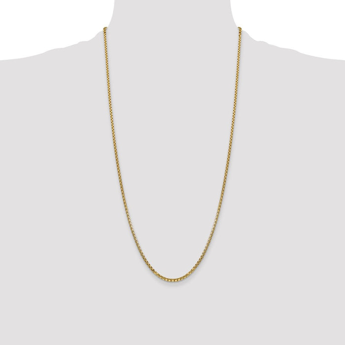 High-Quality 14K Gold 28-Inch 2.45mm Box Chain - Stylish & Durable!-4