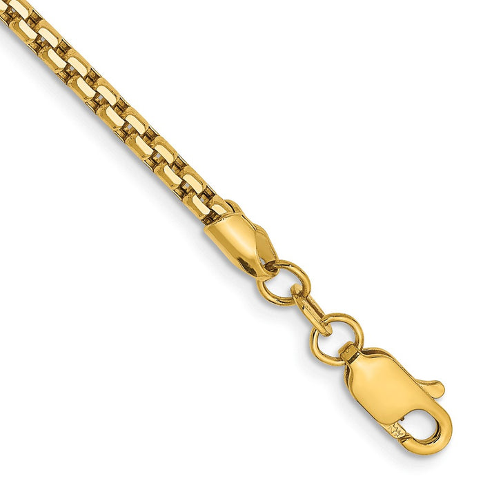 Shop Stylish 14K Gold 7-Inch Box Bracelet - 2.45mm, Luxury Lobster Clasp Design-1