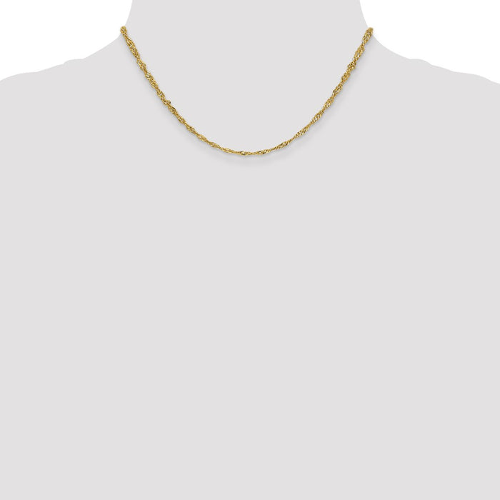 Buy Stylish 14K Gold 16-Inch Lightweight Singapore Chain - 2.75mm, Luxury Design-4