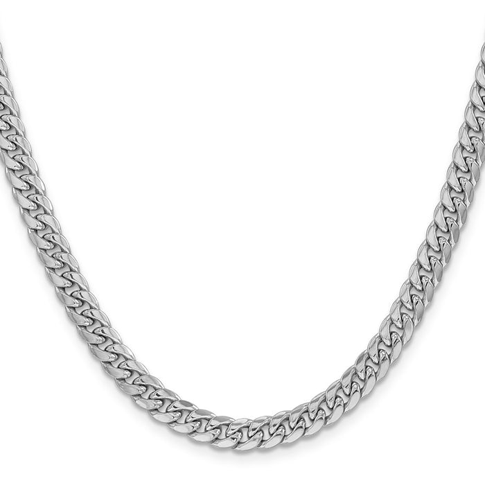 High-Quality 6mm Semi-Solid Miami Cuban Link Chain in 14K White Gold - Stylish Value-2