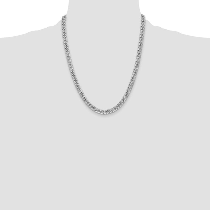 Shop Stylish 6mm Semi-Solid Miami Cuban Link Chain in 14K White Gold-4