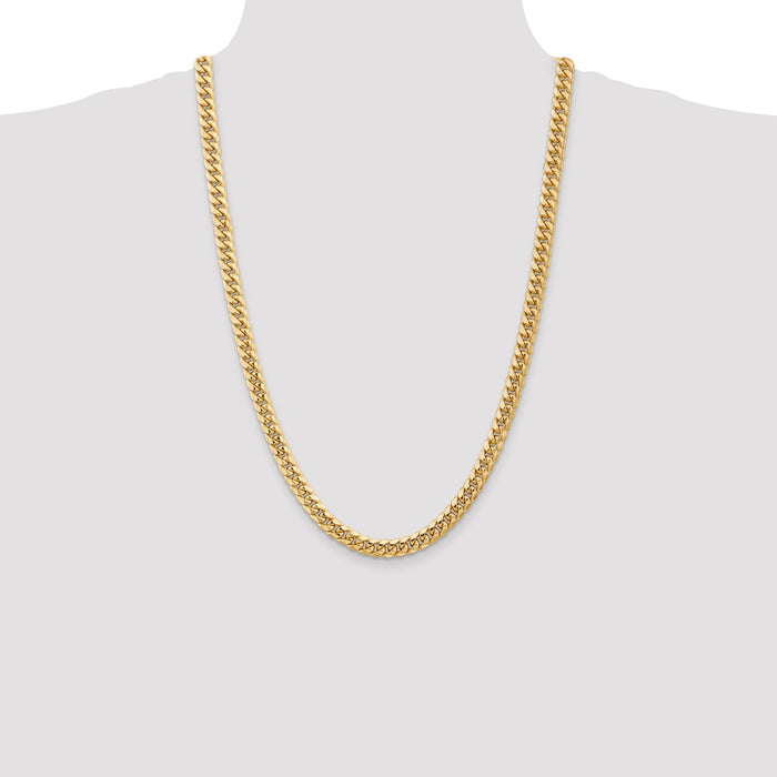 Shop Stylish 14K Gold 26-Inch 6.75mm Semi-Solid Miami Cuban Chain-4