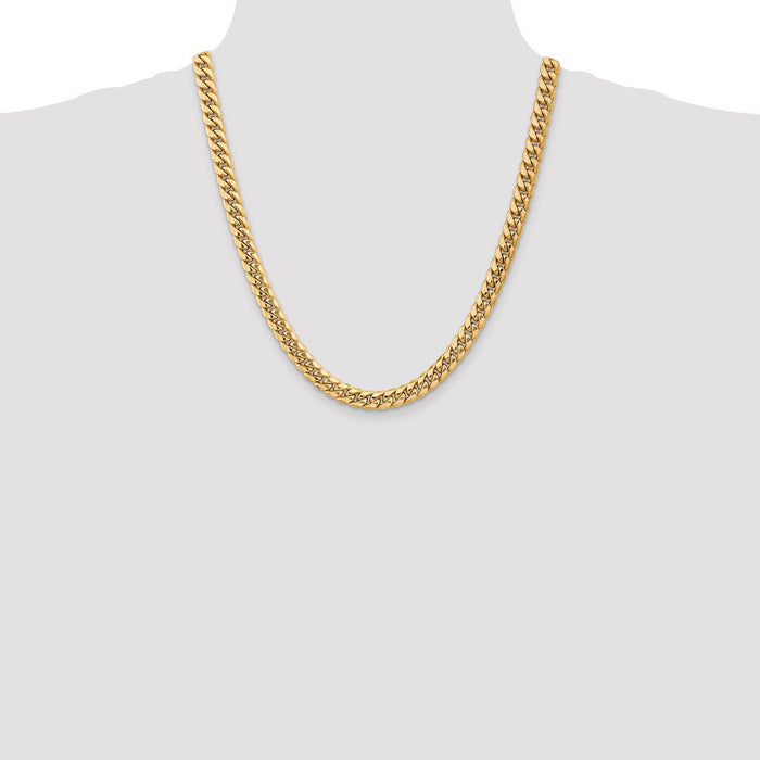 Shop Stylish 14K Gold 22-Inch Miami Cuban Chain, 7.3mm, Affordable Luxury-4