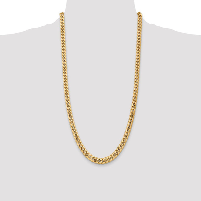Buy Stylish 14K Gold 28-Inch 7.3mm Semi-Solid Miami Cuban Chain-4