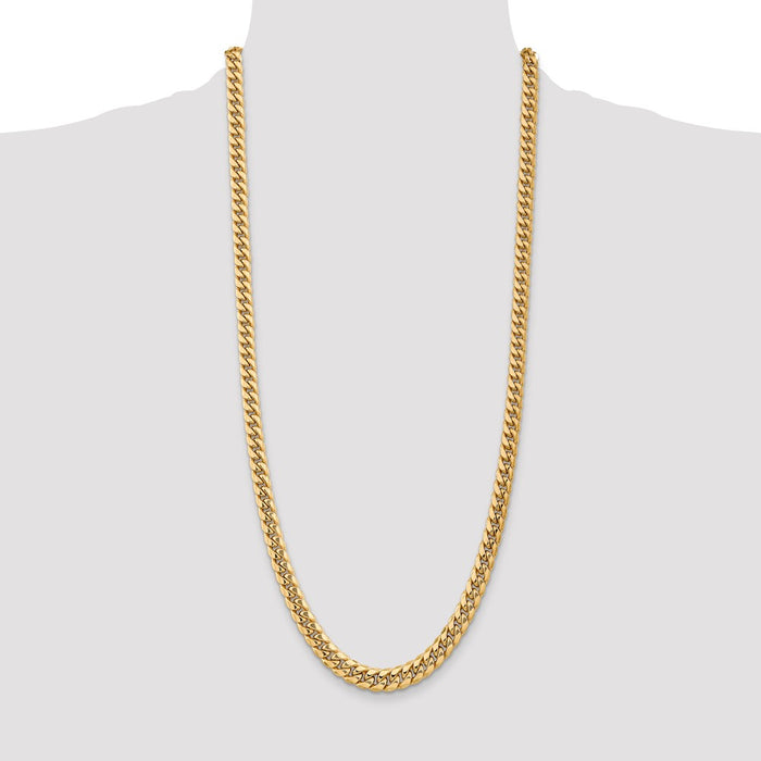 Buy Stylish 30-Inch 14K Gold Miami Cuban Chain - 7.3mm Semi-Solid Design-4