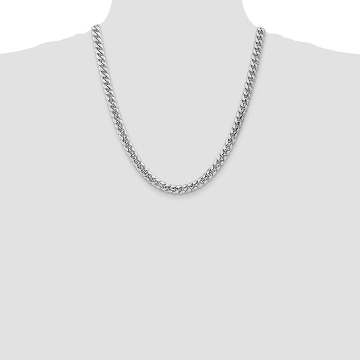 Shop Stylish 14K White Gold 7.3mm Semi-Solid Miami Cuban Link Chain - Luxury Value-4
