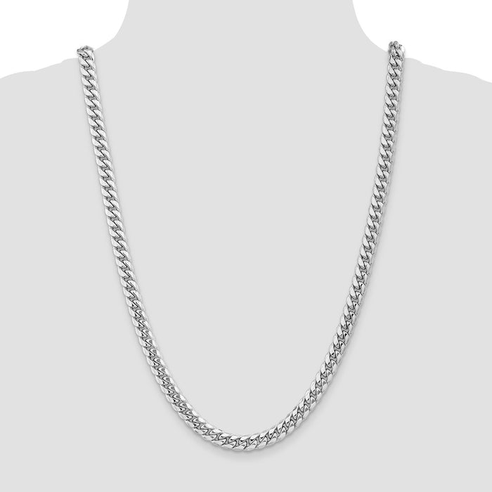 Shop Stylish 14K White Gold 7.3mm Semi-Solid Miami Cuban Link Chain-4