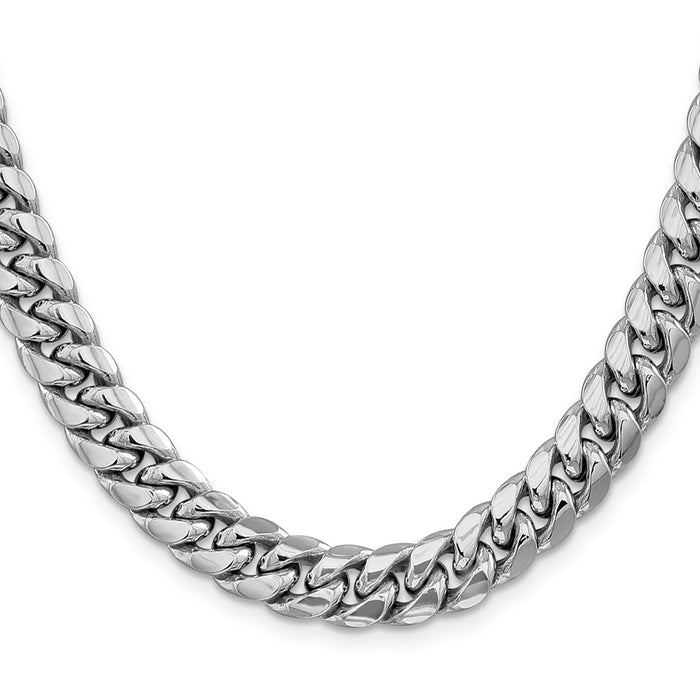 Shop Luxury 14K White Gold 9.3mm Miami Cuban Link Chain - Stylish & Durable-2