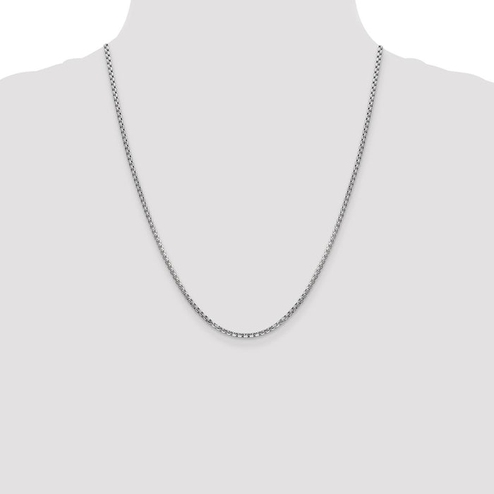 Buy Stylish 22-Inch 14K White Gold Box Chain | 2.45mm Links, Lobster Clasp-4
