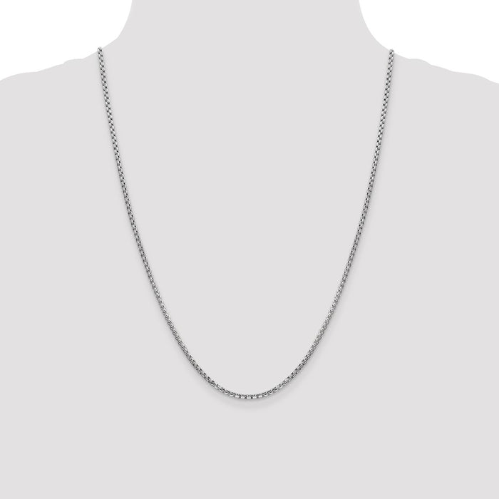 Shop 14K White Gold 24-Inch Box Chain, 2.45mm Links - Stylish & Durable!-4