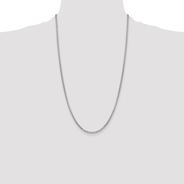 Buy 14K White Gold 26-Inch Round Box Chain - Stylish 2.45mm Width-4