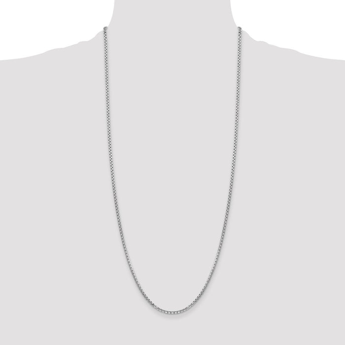 Shop Stylish 14K White Gold 30-Inch 2.45mm Round Box Chain, Luxury Value!-4