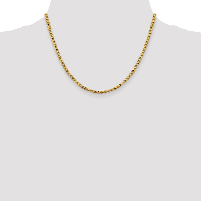 Designer 14K Gold 18-Inch 3.6mm Round Box Chain - Stylish & Affordable!-4