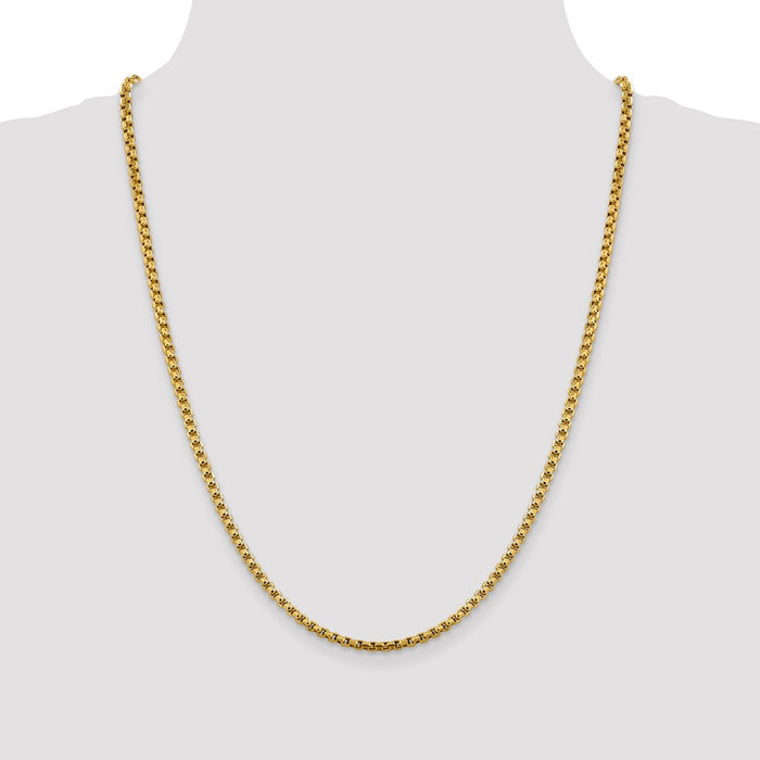 Shop Stylish 14K Gold 24-Inch 3.6mm Round Box Chain - Luxury Lobster Clasp-4