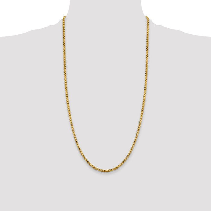 High-Quality 14K Gold 28-Inch 3.6mm Box Chain - Stylish Lobster Clasp Accessory-4