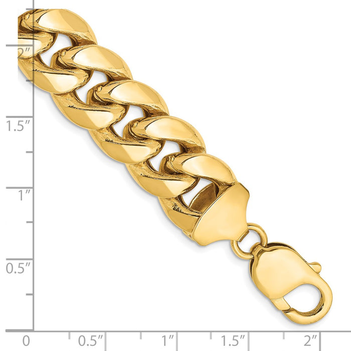 Buy Luxury 14K Gold 8-Inch Miami Cuban Bracelet - 13.2mm Semi-Solid Design-2