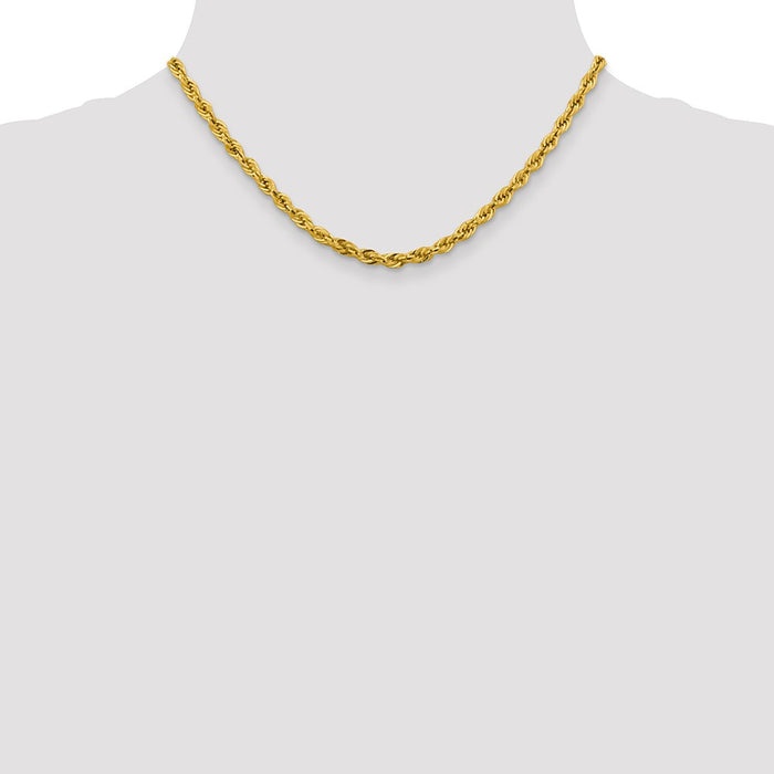 Buy 14K Gold Semi-Solid Rope Chain 16-Inch 4.25mm - Stylish Luxury Value-4