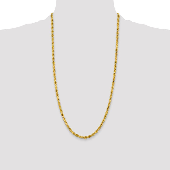 Designer 14K Gold 28-Inch Semi-Solid Rope Chain - 4.25mm, Stylish Value!-4