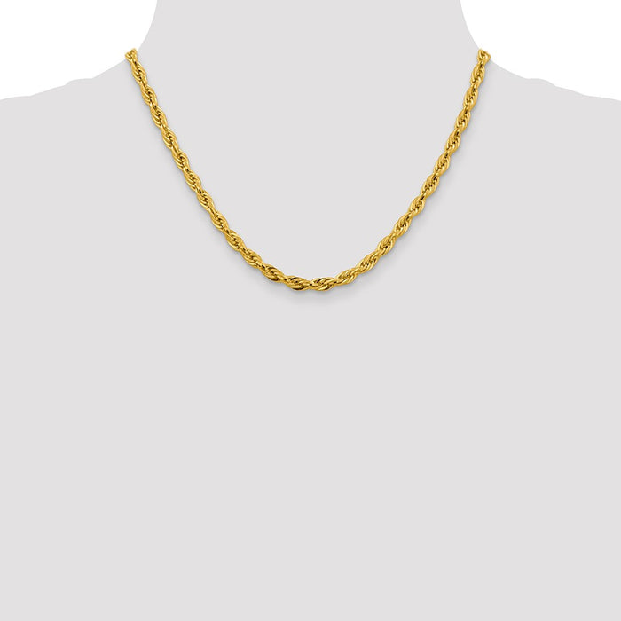 Shop 14K Gold 18-Inch 4.75mm Semi-Solid Rope Chain - Stylish & Durable!-4