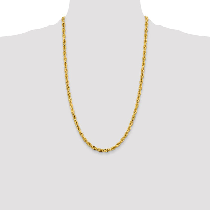 Shop 14K Gold 26-Inch Semi-Solid Rope Chain - 4.75mm Stylish Luxury-4
