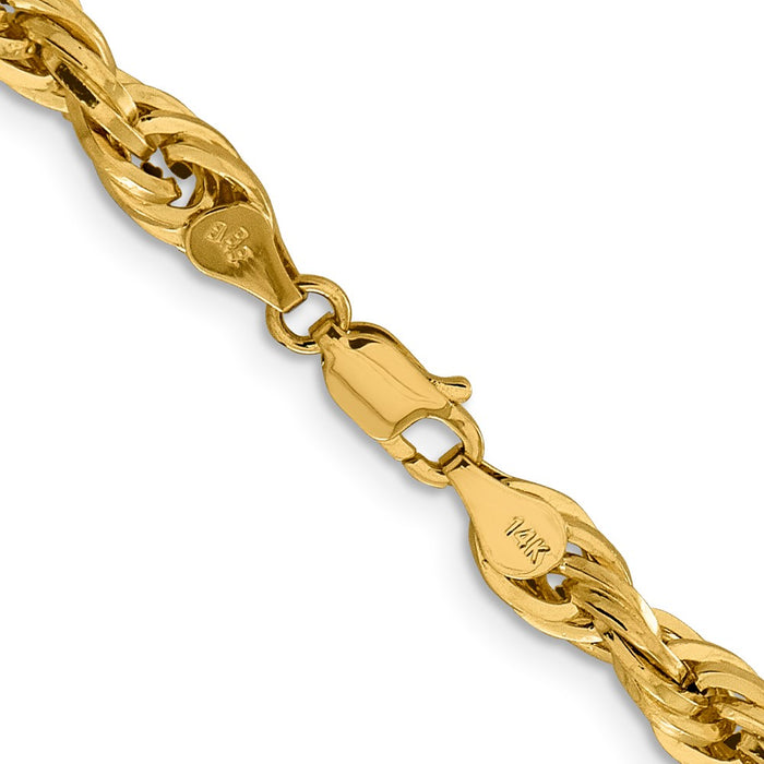 Buy 14K Gold 28-Inch Semi-Solid Rope Chain, Stylish 5.4mm Links, Luxury!-3