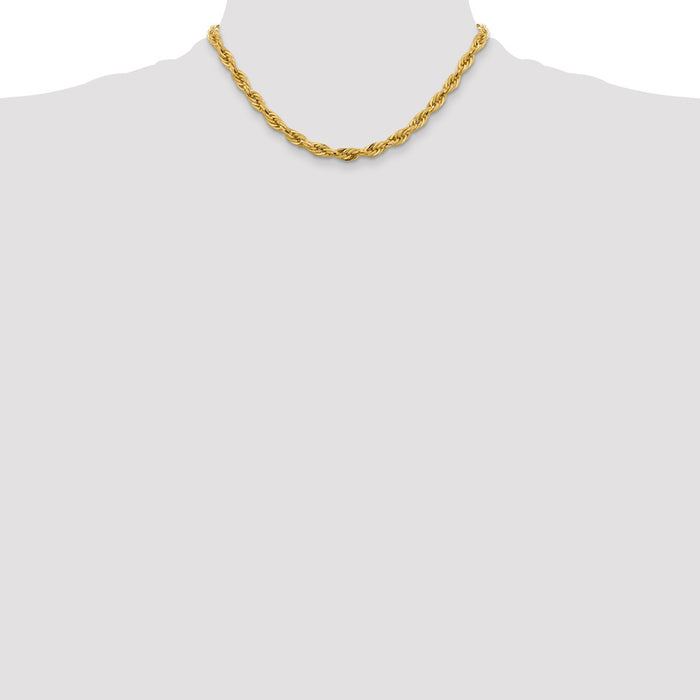 High-Quality 14K Gold 16-Inch Rope Chain, 5.4mm Links - Stylish & Affordable-4