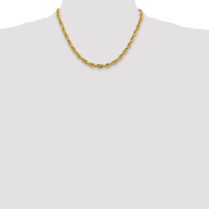 Buy 14K Gold 18-Inch Semi-Solid Rope Chain, Stylish 5.4mm Design-4