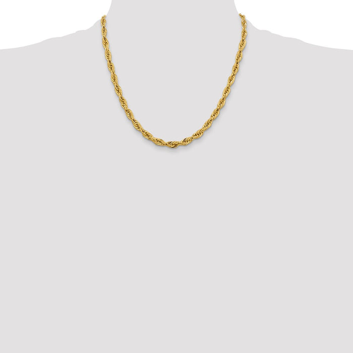 Buy 14K Gold 20-Inch Semi-Solid Rope Chain, 5.4mm - Stylish Luxury Jewelry-4