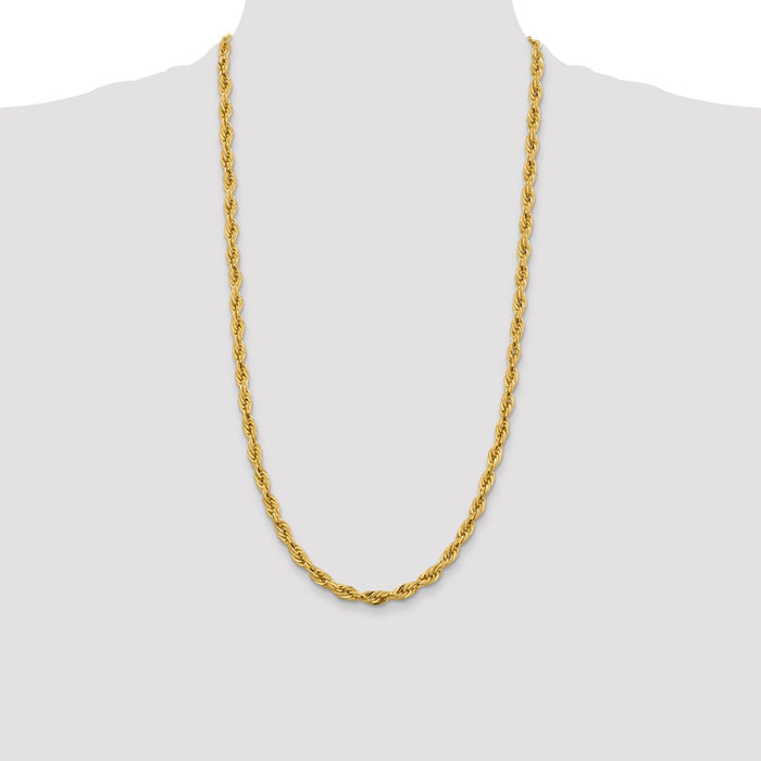 Buy 14K Gold 28-Inch Semi-Solid Rope Chain, Stylish 5.4mm Links, Luxury!-4