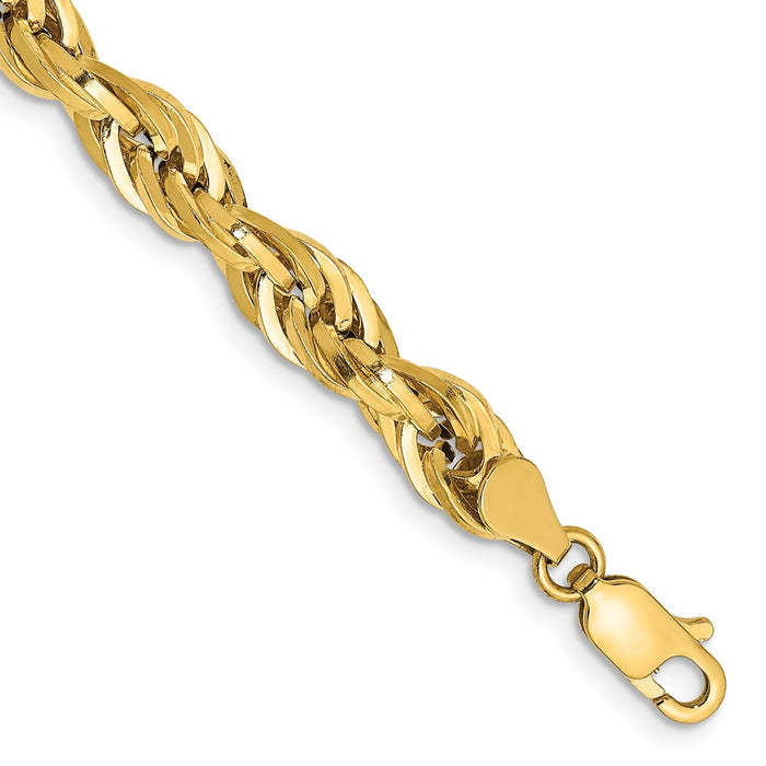 Shop 14K Gold 8-Inch 5.4mm Semi-Solid Rope Chain - Stylish Luxury Accessory-1