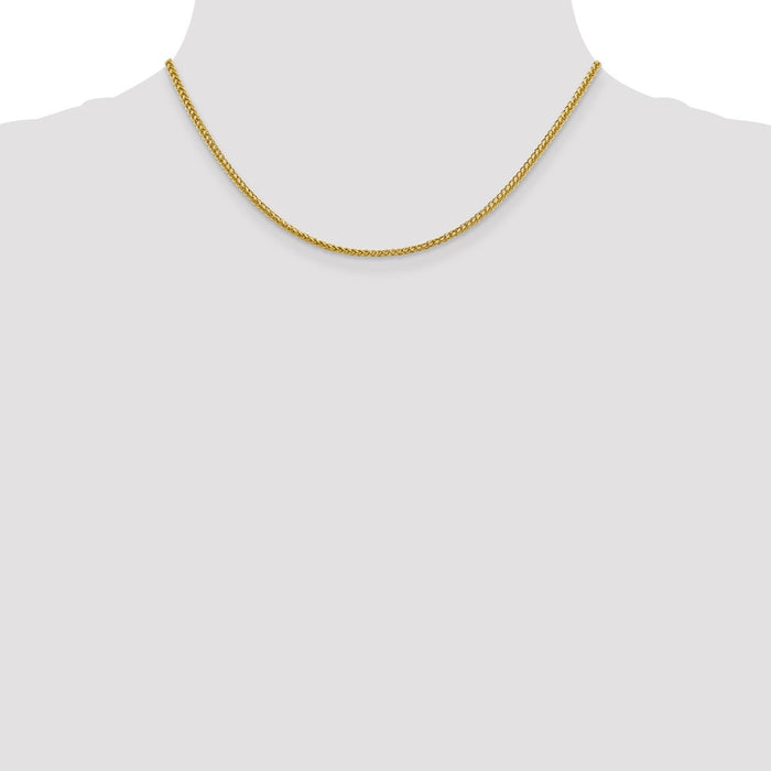 Shop Stylish 14K Gold 16-Inch Wheat Chain - 2.35mm, Semi-Solid & Affordable!-4