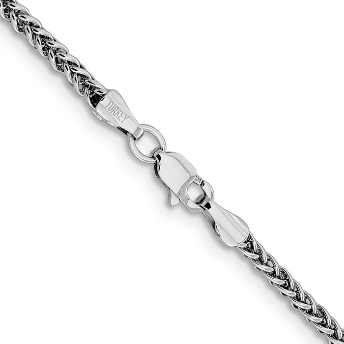 Shop 14K White Gold 16-Inch 2.35mm Semi-Solid Wheat Chain - Stylish Luxury!-3