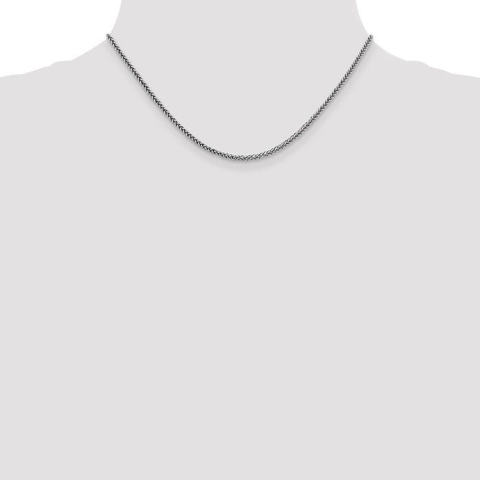 Shop 14K White Gold 16-Inch 2.35mm Semi-Solid Wheat Chain - Stylish Luxury!-4