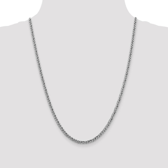 Buy Stylish 14K White Gold 24-Inch 4.3mm Semi-Solid Wheat Chain - Luxury Value!-4
