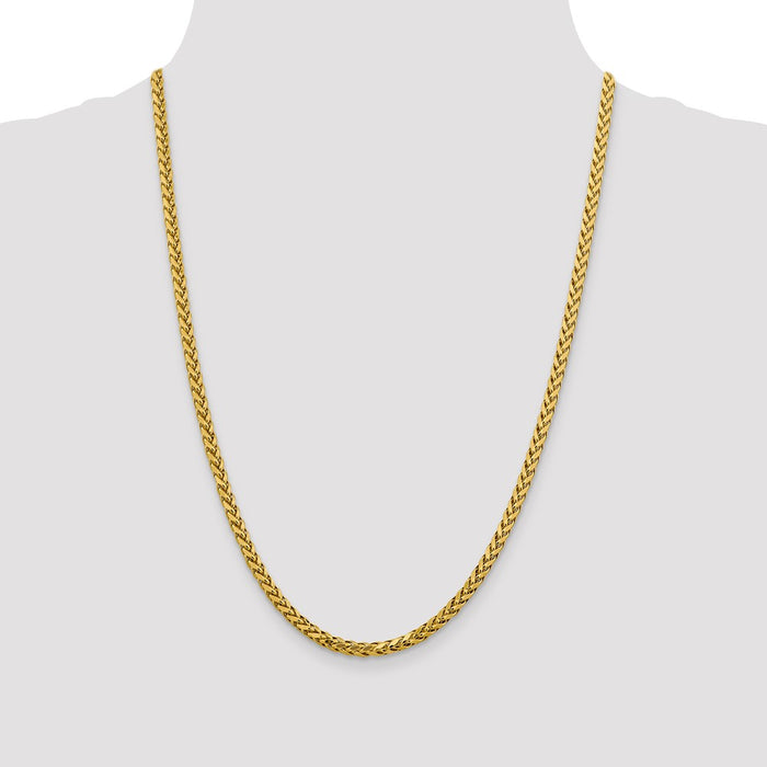 Shop 14K Gold 24-Inch Diamond-Cut Wheat Chain - Stylish 3.7mm Design!-4