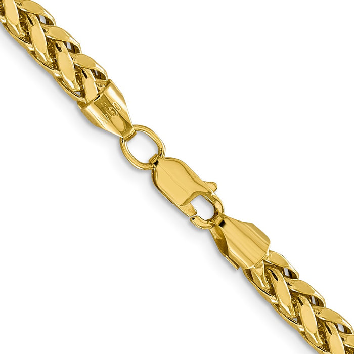 Shop 14K Gold Semi-Solid Diamond-Cut Wheat Chain 26" - 5mm Luxury Design-3
