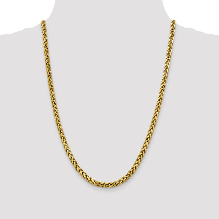 Buy 14K Gold 24-Inch Diamond-Cut Wheat Chain - Stylish 5mm Design, Luxury Value!-4