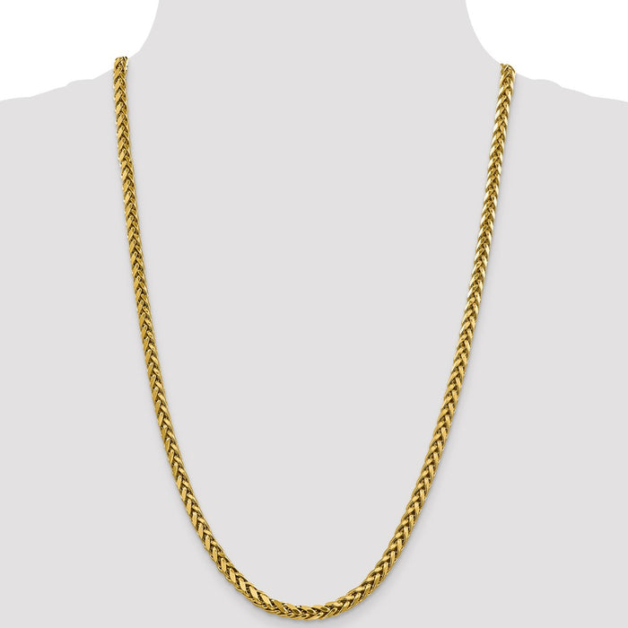 Shop 14K Gold Semi-Solid Diamond-Cut Wheat Chain 26" - 5mm Luxury Design-4