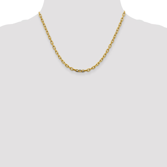 Buy Stylish 14K Gold 18-Inch Diamond-Cut Open Link Cable Chain - 3.7mm-4