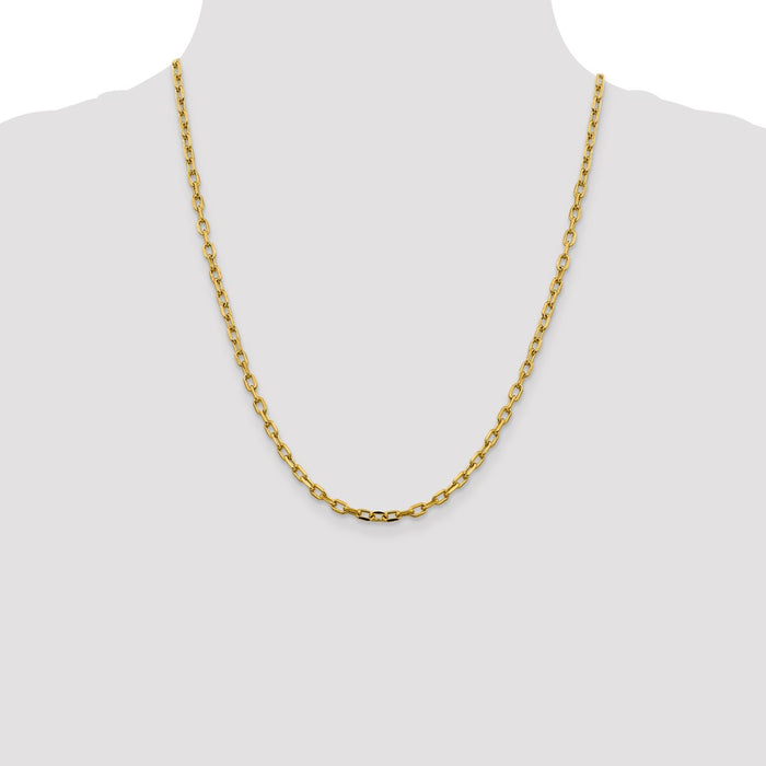 Order Stylish 14K Gold 22-Inch 3.7mm Diamond-Cut Open Link Chain - Luxury Value!-4