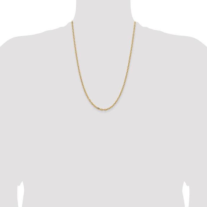 Shop Stylish 14K Yellow Gold 24" Diamond-Cut 3mm Open Link Chain - Luxury Quality-4