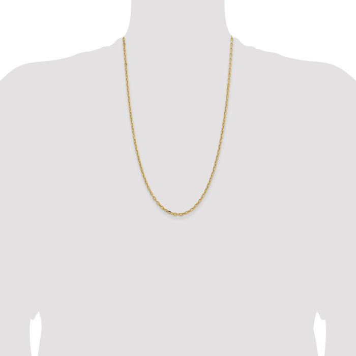 High-Quality 14K Gold 26-Inch Diamond-Cut 3mm Cable Chain - Stylish Value!-4