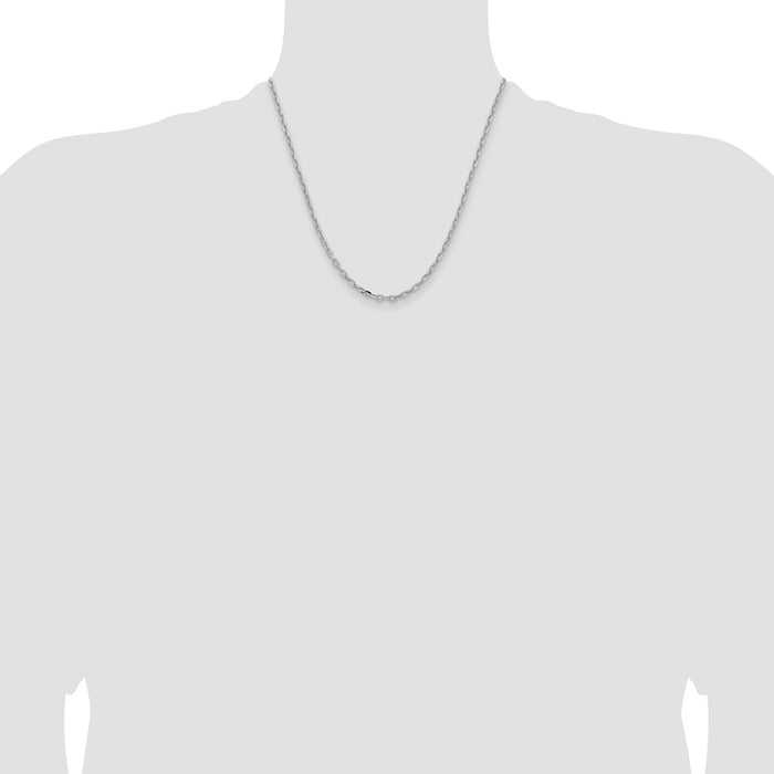 Buy 14K White Gold 3mm Semi-Solid D/C Open Link Cable Chain Necklace - Stylish Value-4