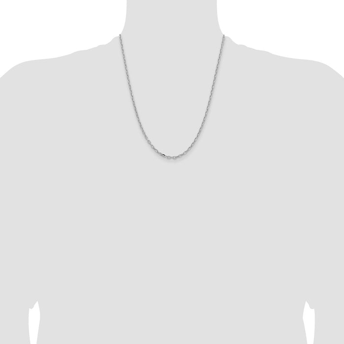 Shop Affordable 14k White Gold 3mm Open Link Cable Chain Necklace - Luxury Style-4