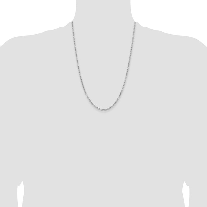 Shop Stylish 14K White Gold 3mm Semi-Solid Cable Chain Necklace - Luxury Value!-4